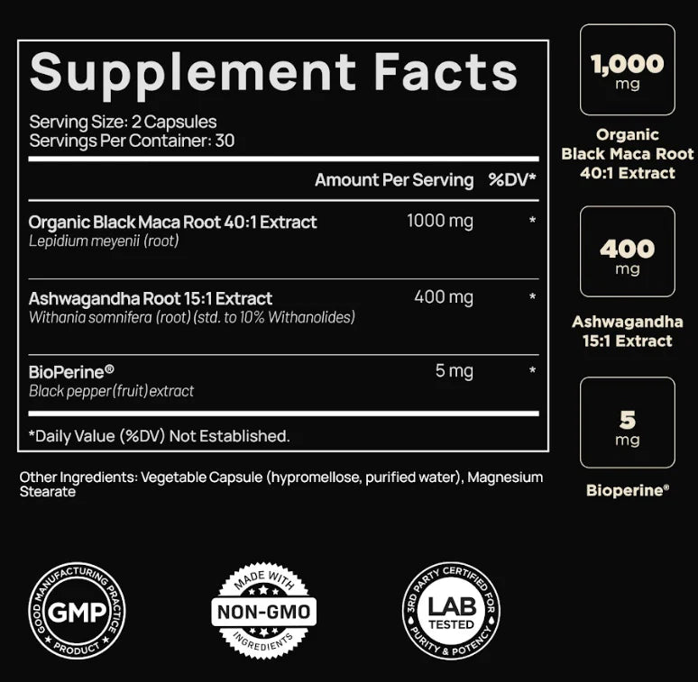 Organic Black Maca Root with Ashwagandha