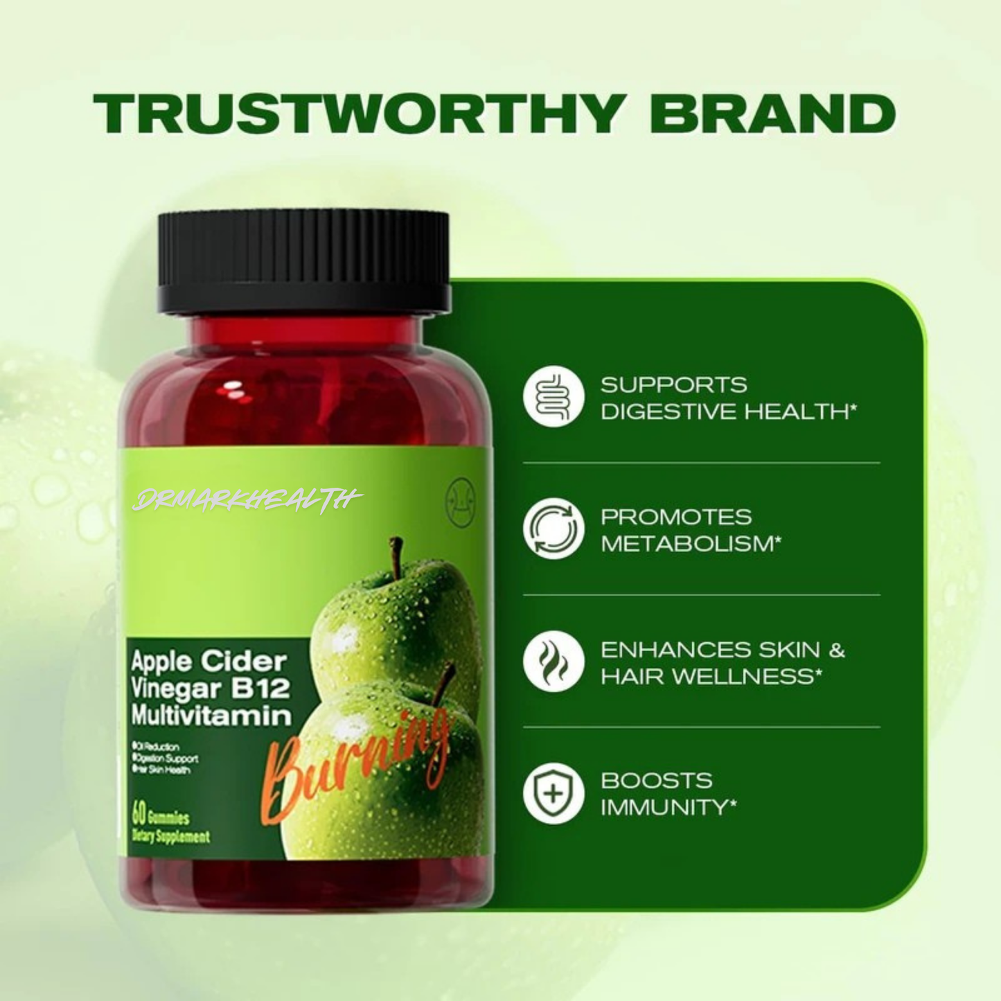Drmarkhealth Apple Cider Vinegar Gummies with B12 Multivitamin