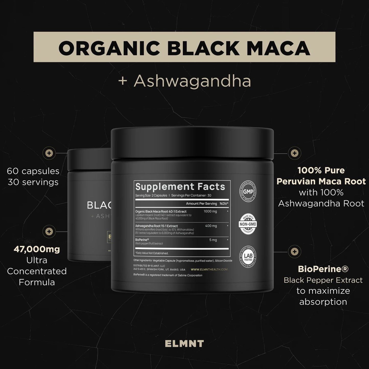 Organic Black Maca Root with Ashwagandha