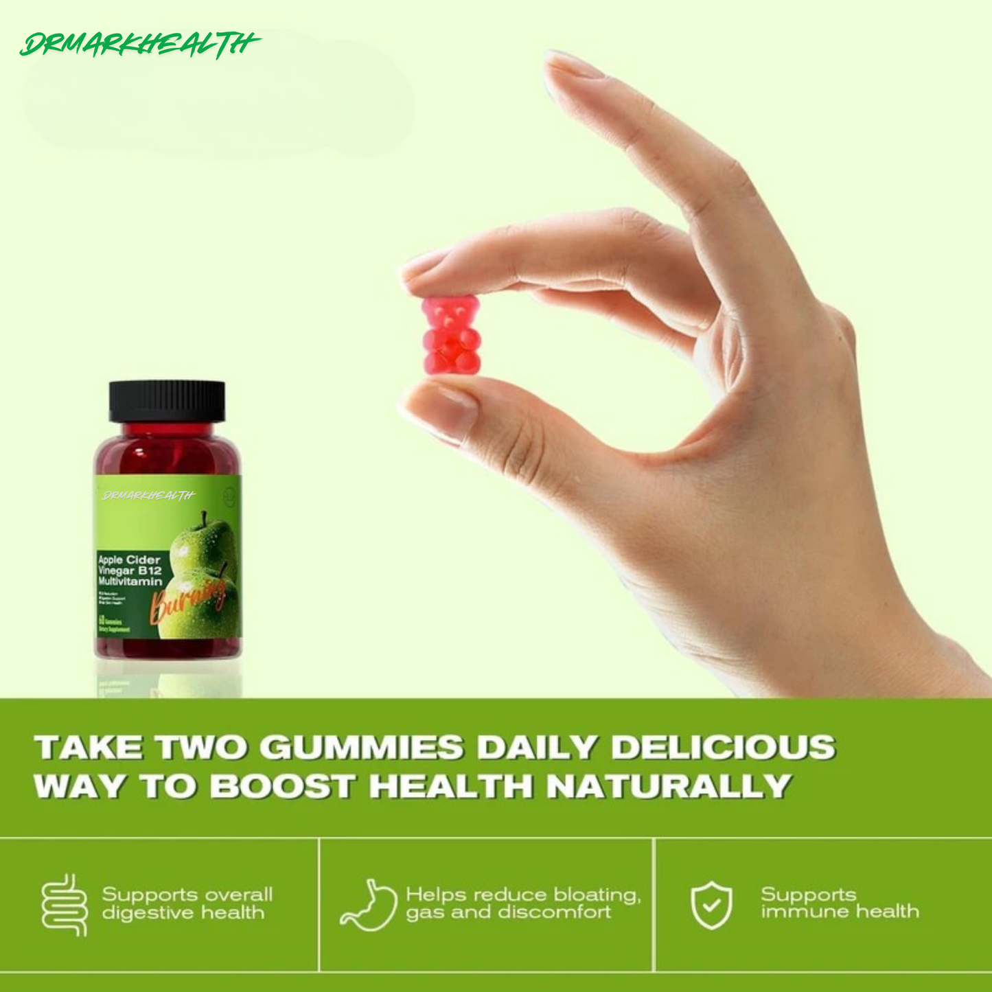 Drmarkhealth Apple Cider Vinegar Gummies with B12 Multivitamin