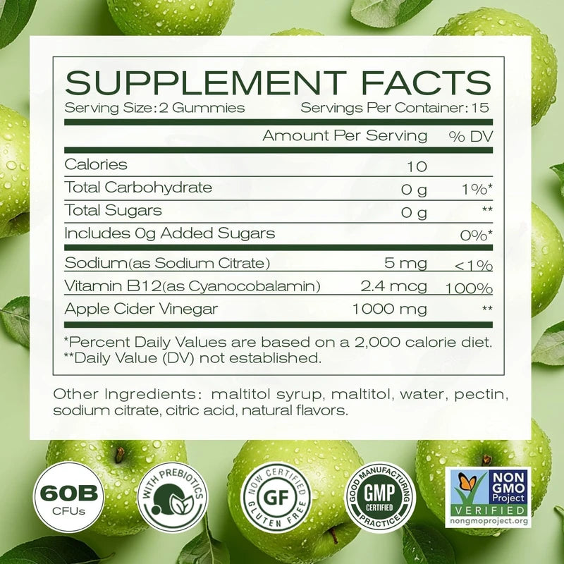 Drmarkhealth Apple Cider Vinegar Gummies with B12 Multivitamin